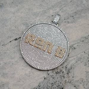 Pendentif personnalisé Hip Hop en argent sterling 925 avec nom en diamant, lettres et chiffres, Moissanite VVS, style glacé, personnalisable - Product Image 3
