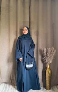 Abaya longue en polyester respirant et léger, à col en V, ornée de perles et de sequins, idéale pour l'Aïd et le Ramadan, à porter au quotidien. - Product Image 5