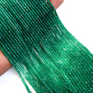 Cuentas facetadas de ónix verde natural de alta calidad, hilo de piedras preciosas de ónix verde degradado de 3.5 mm y 13 pulgadas para la fabricación de joyería. - Product Image 1