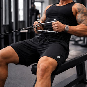 Pantalones Cortos Deportivos de Malla con Paneles en Contraste para Hombre, Transpirables, Ligeros, para Entrenamiento, Fabricación con Logotipo Personalizado - Product Image 5