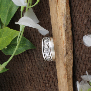Wholesale Shree Jaipur Silver 925 Sterling Silver Bezel Setting Amethyst Geo <b>Spinner</b> Geometric Pattern Beaded Band Tribal <b>Ring</b> - Product Image 6