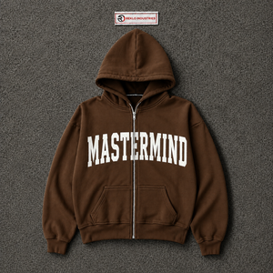 Custom Brown Oversized Zip Up Hoodie <b>Men</b> Streetwear <b>White</b> Graphic Print Drop Shoulder Heavyweight Full Zipper Hooded <b>Sweatshirt</b> - Product Image 5