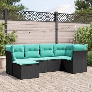 Grand ensemble de canapés de jardin en polyrotin noir et acier thermolaqué - Product Image 1