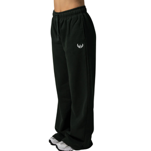 Women's Dark Green Oversized Sweatpants with Elastic Waist Soft Fleece Relaxed Fit Gym Workout Training Casual Activewear Bottom - Product Image 3