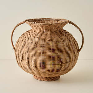Jarrón de Ratán Natural con Asas, Jarrón Tejido para Flores, Estilo Rústico, Jarrón Decorativo Ideal para Decoración del Hogar - Product Image 1