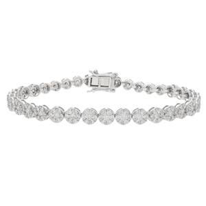 Luxurious 3.93CTW Round Diamond Cluster Tennis <b>Bracelet</b> 14K Gold Rhodium Plated Symmetrical Wedding Statement <b>Bangles</b> <b>Bracelets</b> - Product Image 1