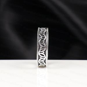 925 Sterling <b>Silver</b> Plated Band Vintage Oxidized Celtic <b>Wave</b> Pattern <b>Ring</b> Handmade Plain Wedding Eternity Jewelry Wholesale - Product Image 2