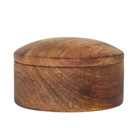 Boîte en bois ronde lisse avec couvercle en dôme mallette de rangement de bijoux faits à la main porte-bibelot organisateur de souvenirs conteneur en bois naturel