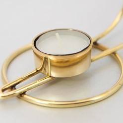 Modern Gold Metal Bakhoor <b>Burner</b> Contemporary Tea Light Incense Censer with Double Arch Stand for Oud Resin and Essential <b>Oils</b> - Product Image 3