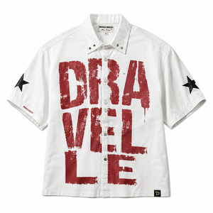 Camisa Blanca con Gráficos Desgastados Estilo Y2K para Hombre, Oversize, Corte Cuadrado, Manga Corta, Abotonada, Estilo Urbano, Casual, Venta al por Mayor - Product Image 3
