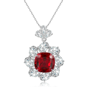Cushion Cut <b>Ruby</b> <b>Necklace</b> In 925 Silver Classic Women's Jewelry For Wedding - Product Image 1