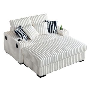 61.42 pollici Beige bracciolo quadrato Loveseat ottomana 2 pz cuscini posteriori 4 pz lancio cuscini portabicchieri Bluetooth Set da salotto - Product Image 3