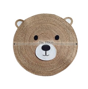 Handwoven Natural Seagrass Bear Shaped Kids <b>Rug</b> <b>Round</b> Woven <b>Nursery</b> Play Mat Handmade Children's Room Floor Carpet from Vietnam - Product Image 2