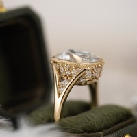 Bague de fiançailles vintage en or 14K/18K avec halo de diamants de laboratoire certifiés IGI, taille coussin 3,00 carats E/VVS2