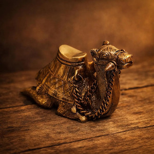 SHUBHAM Handcrafted Solid Brass Camel <b>Statue</b> with Decorative Chain Vintage Camel Figurine Animal Showpiece for Home & Office - Product Image 5