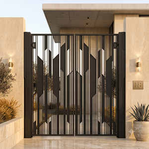Puerta de Entrada Doble Abatible de Hierro Forjado con Recubrimiento en Polvo, Impermeable y Antirrobo, Estilo Moderno Clásico de Lujo para Villa, 8 pies, Premium - Product Image 3