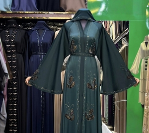 Hot sale 2026 Abaya Stone Work Handmade Sequined Arabic Dubai Style Full Flare Nida Fabric Evening Party Dress - Product Image 1