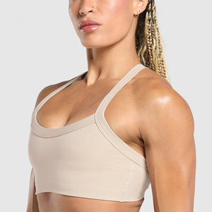 เสื้อชั้นในกีฬาไร้ตะเข็บสำหรับผู้หญิง แบบซัพพอร์ตสูง ทรง Racerback มีฟองน้ำเสริม สำหรับโยคะ ฟิตเนส ออกกำลังกาย ขายส่ง รับผลิตแบบ OEM ODM พร้อมสกรีนโลโก้ตามสั่ง - Product Image 4
