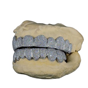 Dents personnalisées Grillz Hip Hop Iced Out Grillz 10 Top 10 Bottom IGI Certifié Moissanite Diamant Argent Grillz pour Hommes Femmes - Product Image 1