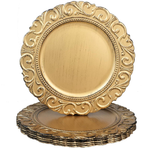 Assiette de présentation ronde en métal doré martelé au design épuré pour la maison, les mariages et les événements, vaisselle et assiettes - Product Image 4