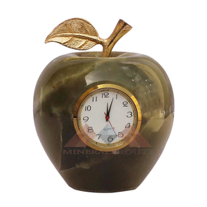 High Quality Handmade Superb Onyx Marble Table <b>Clock</b> Army Green Apple Design Eco-Friendly Folk Art Office Home Natural Crafts - Product Image 3