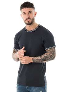 T-shirt homme noir et blanc à manches raglan, épaules contrastées, coupe slim, manches courtes, col rond, style décontracté et sportif - Product Image 4