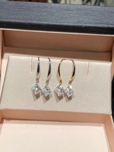 ต่างหูเพชรทรงเจ้าหญิงเจียระไนแบบหลุมเจาะ 2 กะรัต คู่หนึ่ง ทองคำขาว 14K ดีไซน์หรูหรา เรียบง่าย สง่างาม สำหรับผู้หญิง งานปาร์ตี้ เครื่องประดับชั้นดี - Product Image 4