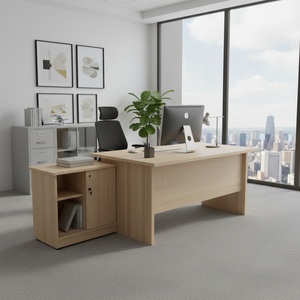Escritorio Ejecutivo de Madera Moderno y Duradero con 7 Opciones de Almacenamiento, Mueble de Oficina Independiente para Uso Comercial, Diseño Minimalista - Product Image 1