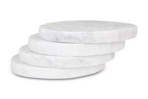 Ensemble de 4 sous-verres en marbre blanc de haute qualité, sous-verres ronds en pierre naturelle, style classique, pour table - Product Image 6