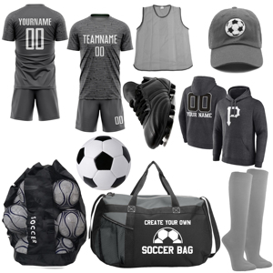 Soccer Uniform Sets Gray Color Sublimation Quick Dry Short Sleeve Match <b>Training</b> Kits Hoodies Duffle Bag <b>Socks</b> Shoes Ball Men's - Product Image 1