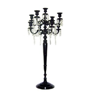 High Quality Handmade Black Coated Metal Pillar Candelabra 5-<b>Candlestick</b> Wedding Centerpiece for Indoor and Outdoor Decorations - Product Image 5