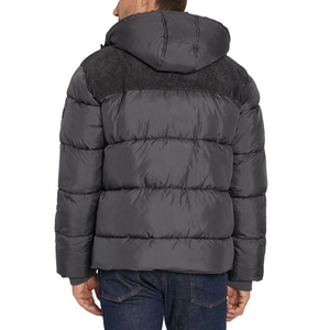 Veste d'hiver matelassée pour homme de haute qualité avec col montant, épaisse et chaude, en toile, logo personnalisé sur le devant, vente en gros - Product Image 3