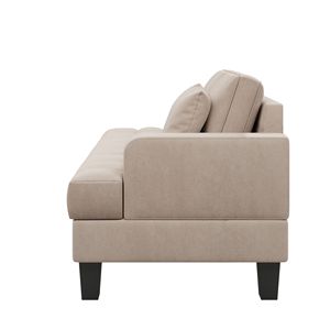 Chaise longue da 64 pollici profonda, trapuntata, in tessuto testurizzato grigio caldo, con cuscino decorativo, per soggiorno e camera da letto. Video fornito. - Product Image 6