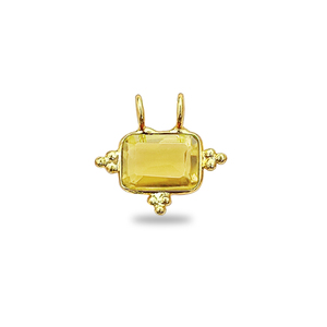 Charm de Cuarzo Champán Rectangular con Bisel Elegante, Hecho a Mano, Chapado en Oro, Charm de Cuarzo Champán, Joyería de Piedra de Nacimiento, Proveedor Mayorista - Product Image 2