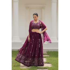 ATRACTIVA GEORGETTE BORDADO TRABAJO LEHENGA CHOLI CON DUPATTA - Product Image 2
