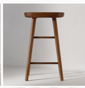 Modern Solid Wood Bar <b>Stool</b> with Curved <b>Seat</b> Tapered Legs and Footrest for Kitchen Island Cafe Restaurant Home Seating - Product Image 1