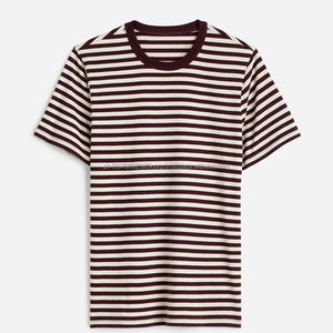 Camiseta de Manga Corta para Hombre, Camisetas a Rayas, Camiseta de Cuello Redondo de Verano, Camiseta de Algodón Orgánico, Camisetas Sostenibles - Product Image 3