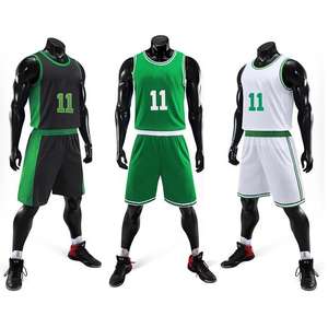 Uniforme de basket-ball pour adultes, maillot d'équipe vert personnalisé, respirant, grande taille - Product Image 1