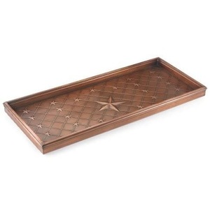 Bandeja Rectangular de Cobre con Diseño Floral en Relieve, Organizador de Mesa de Metal Clásico Pulido - Product Image 4