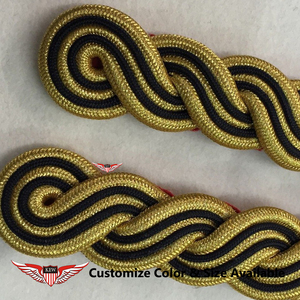 KEW Epaulettes Yellow Black <b>Braided</b> Bullion Wire Mylar Thread Eco-Friendly Vintage Style Customizable Luxury Durable <b>Accessory</b> - Product Image 2