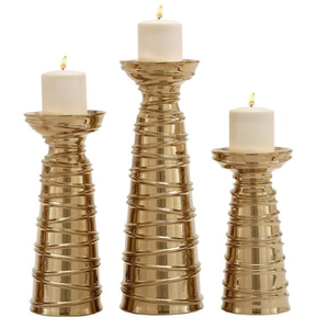 Tiges en fil d'or spiralé sur bases coniques en marbre blanc, disponibles à prix de gros. - Product Image 2