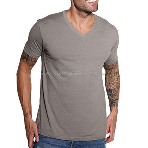Camisetas de Cuello en V para Hombre al por Mayor, Mezcla de Algodón y Poliéster, Ligeras, Transpirables, de Manga Corta, Lisas, Premium, Corte Regular, Casuales - Product Image 5