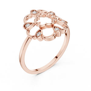 Rose Gold <b>Diamond</b> <b>Ring</b> Geometric Bridal Band Oval Cut Engagement Jewelry Gift Elegant Yellow Gold Open Floral Clover <b>Ring</b> - Product Image 4