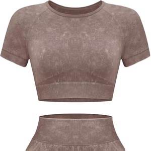 Conjunto de Yoga para Mujer, Shorts con Patrón Sólido, Secado Rápido, Servicio OEM Personalizable, Alta Calidad, 2 Piezas, Spandex/Poliéster - Product Image 1