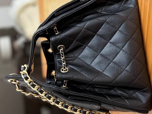 Black Fashion Quilted Genuine Leather Vintage Embroidery Two Straps Shoulder Bag <b>Large</b> Capacity Tote <b>Purse</b> for Daily Travel - Product Image 6