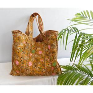 Sac fourre-tout matelassé en coton imprimé animalier, fait main, à fermeture ouverte, style bohème, réutilisable, pour femme, sac à bandoulière, hiver/été - Product Image 1