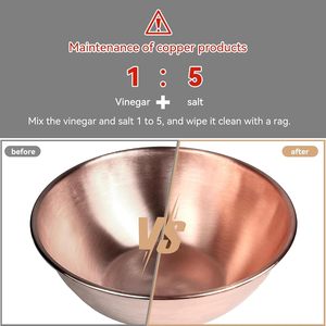 Bol en cuivre pur 99,99% authentique, bol à mélanger en cuivre épais, articles en cuivre faits à la main pour la cuisine, préparation de salades - Product Image 2