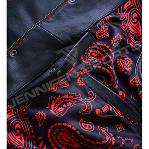 Gilet et veste sans manches en cuir pour homme, coupe diamant, best-seller, hiver, moto, poches avant, doublure intérieure en bandana - Product Image 4