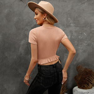 Women Crop Top T Shirts Breathable Cotton Casual Summer Wear Ladies Fashion Manufacturer Pakistan Clothing Supplier - Product Image 4