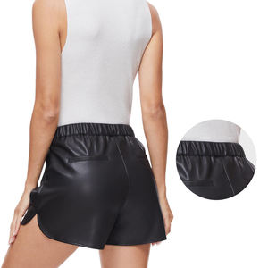 <b>Women</b> Mid Waist Premium Soft Leather Shorts Hot Shorts Eco-Friendly Skinny Fit for Casual Summer Party Wear - Product Image 2